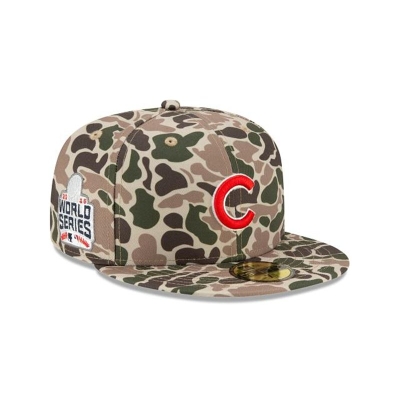 Green Chicago Cubs Hat - New Era MLB Duck Camo 59FIFTY Fitted Caps USA2569018